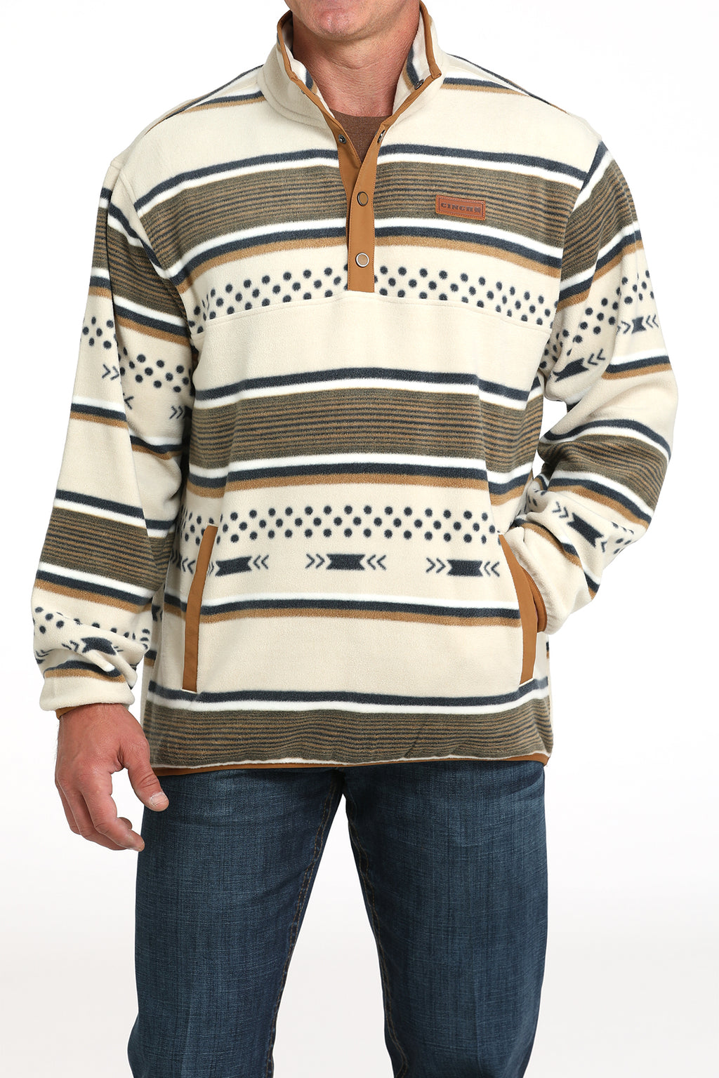 CINCH Men's Cream Polar Fleece Pullover