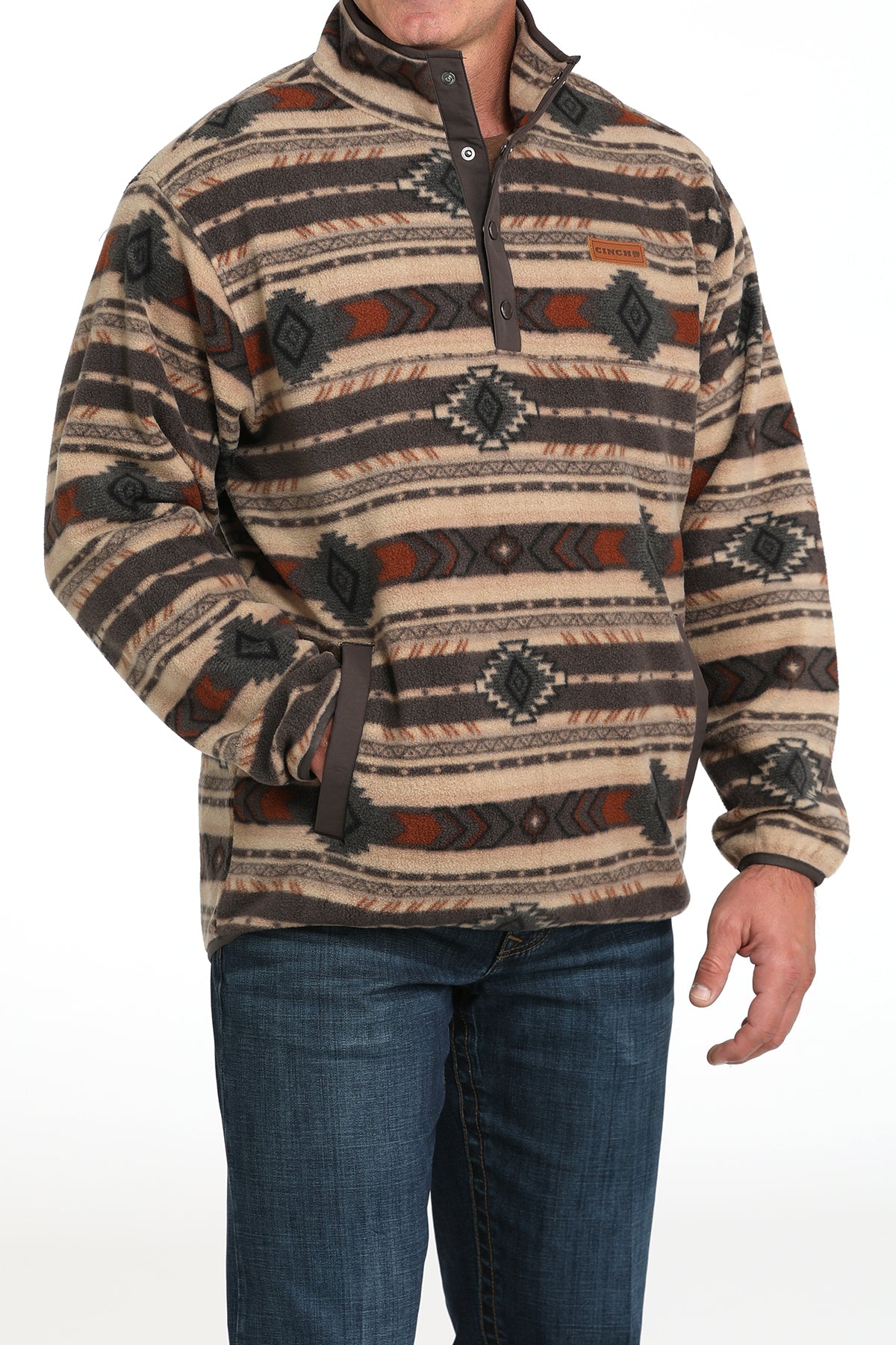 CINCH Men's Brown Polar Fleece Pullover