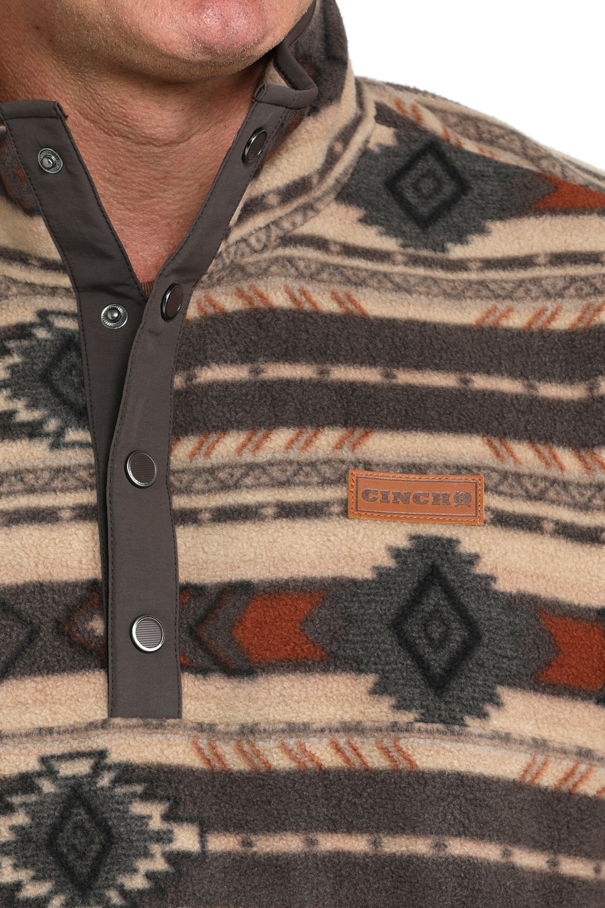 CINCH Men's Brown Polar Fleece Pullover