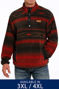 CINCH Men's Brown and Red Polar Fleece Pullover