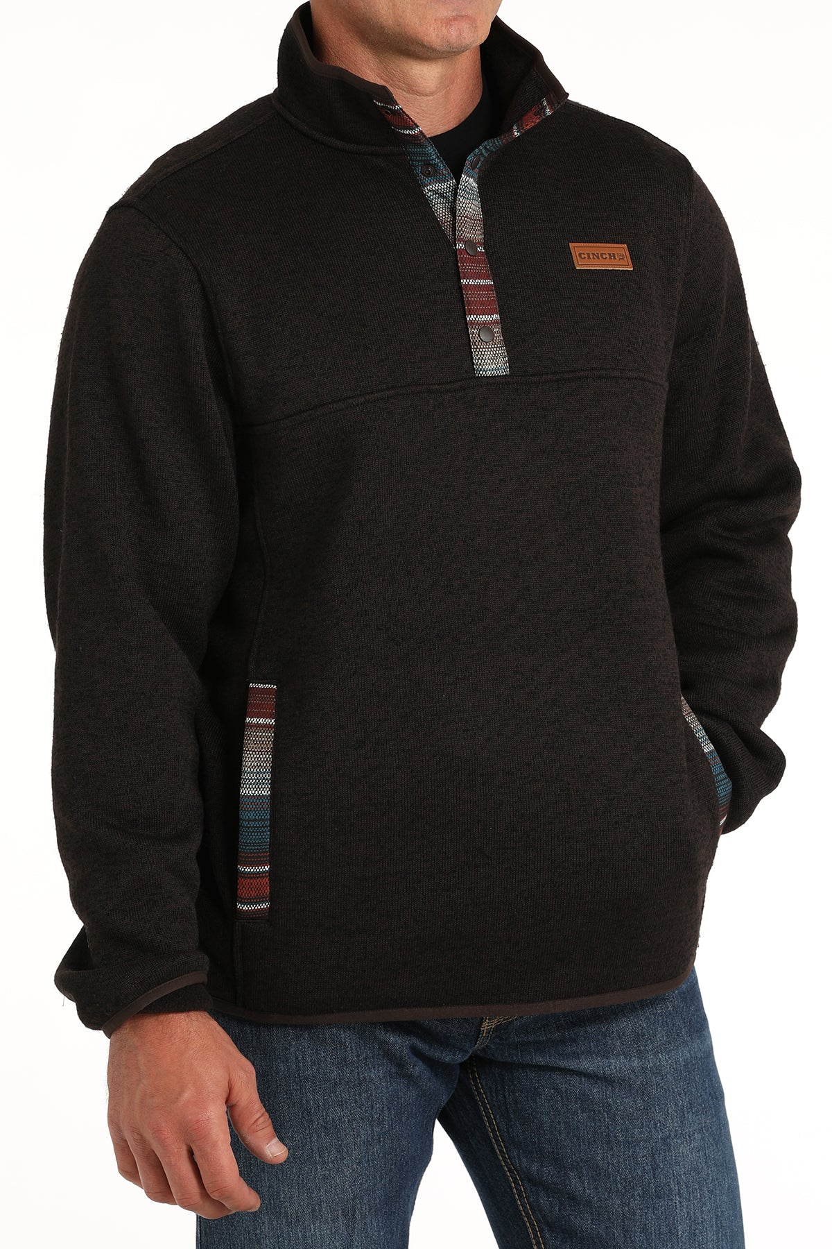 CINCH Men's Sweater Knit Pullover- Brown