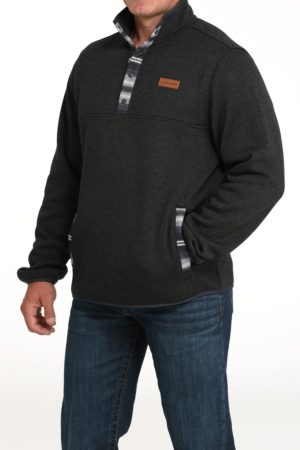 CINCH Men's Sweater Knit Pullover- Charcoal