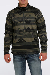 CINCH Men's Olive and Black Half Zip Sweater