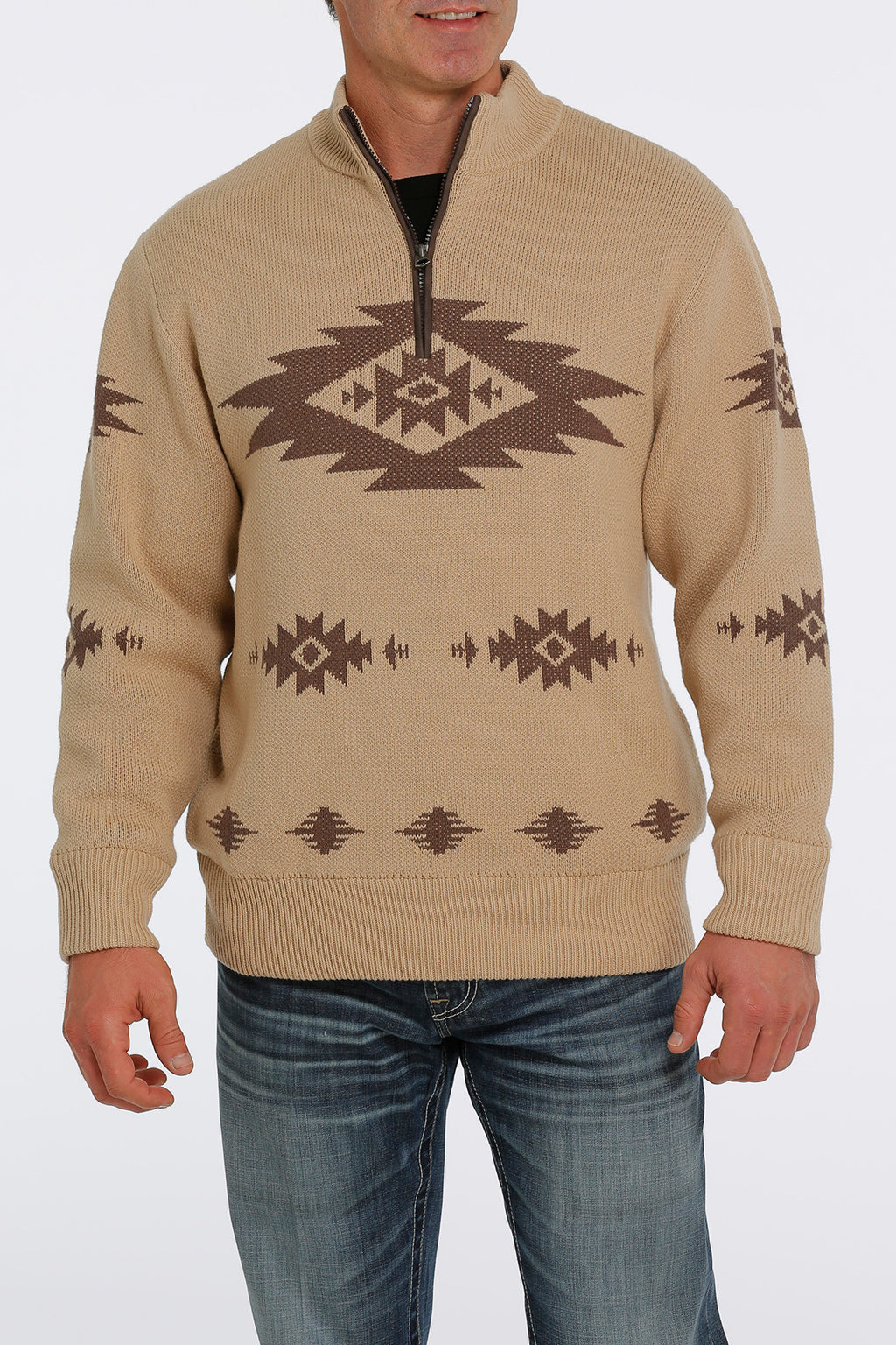 CINCH Men's Cream Quarter Zip Sweater