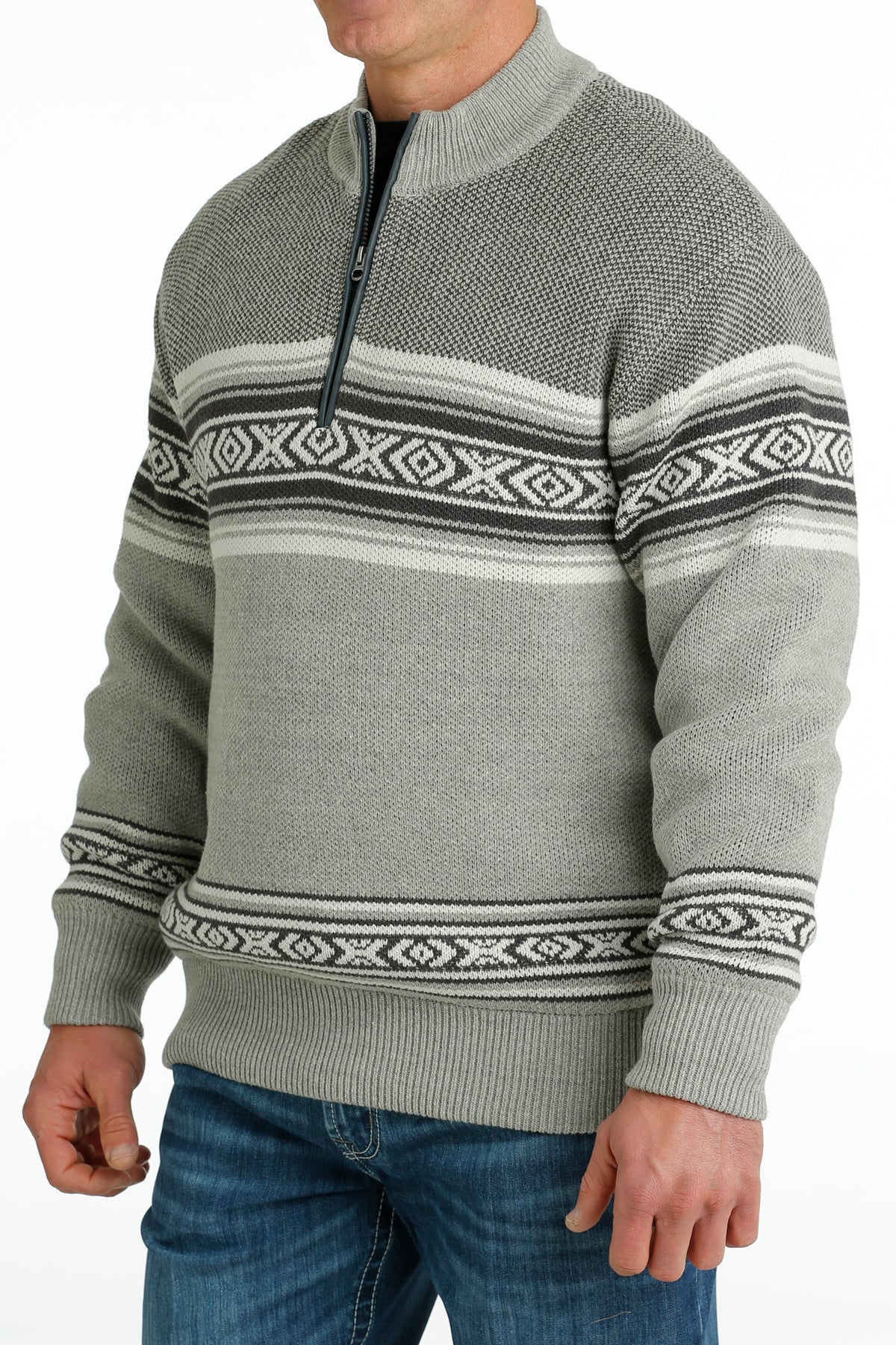 CINCH Men's Grey Quarter Zip Sweater