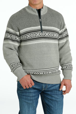 CINCH Men's Grey Quarter Zip Sweater