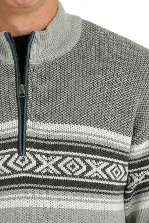 CINCH Men's Grey Quarter Zip Sweater