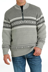 CINCH Men's Grey Quarter Zip Sweater