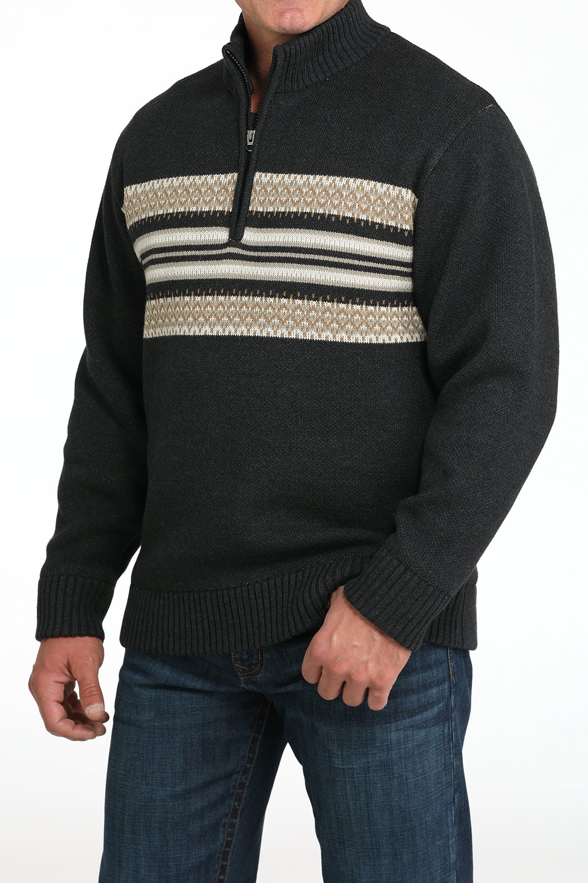 CINCH Men's Charcoal Quarter Zip Sweater