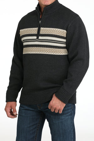 CINCH Men's Charcoal Quarter Zip Sweater
