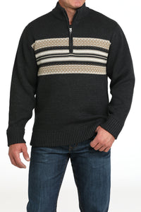 CINCH Men's Charcoal Quarter Zip Sweater