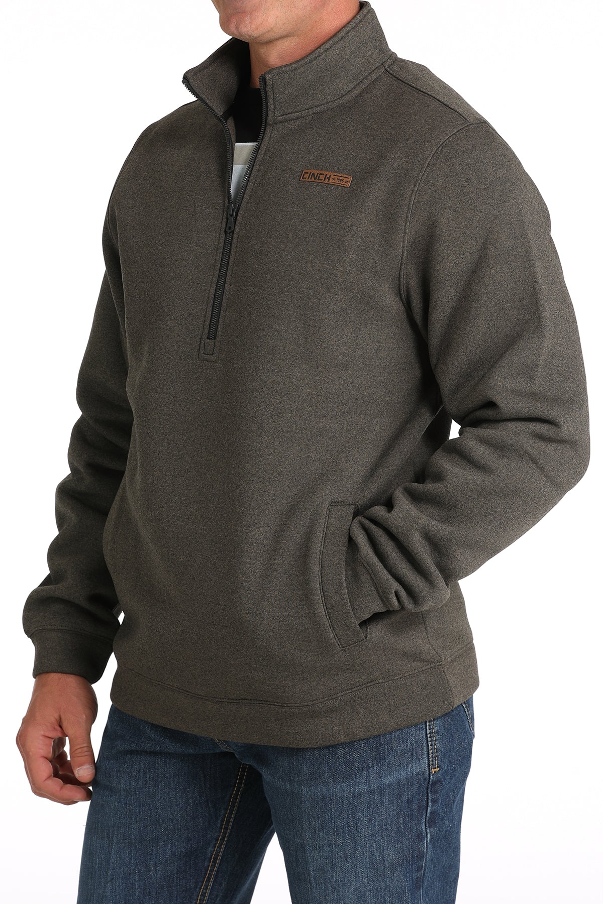 CINCH Men's Brown Half Zip Pullover