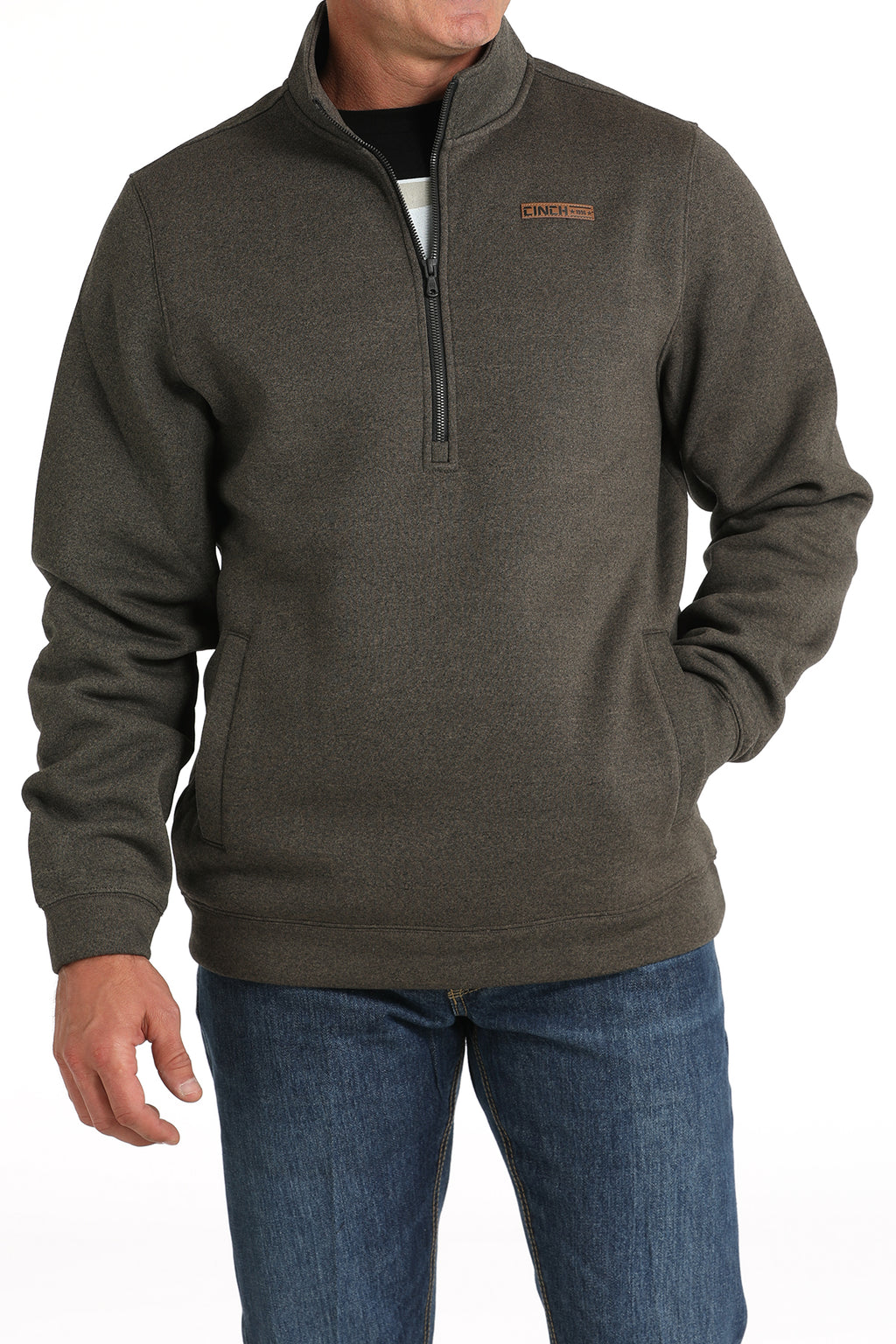 CINCH Men's Brown Half Zip Pullover