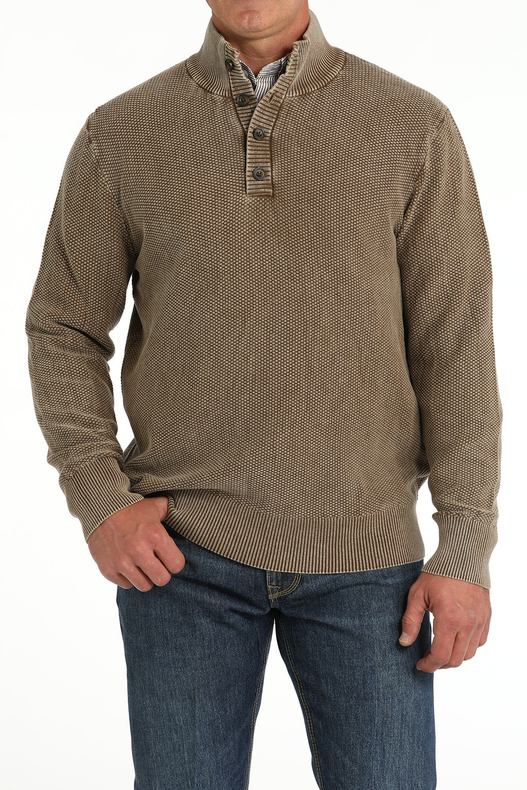 CINCH Men's Brown Jacquard Sweater Pullover