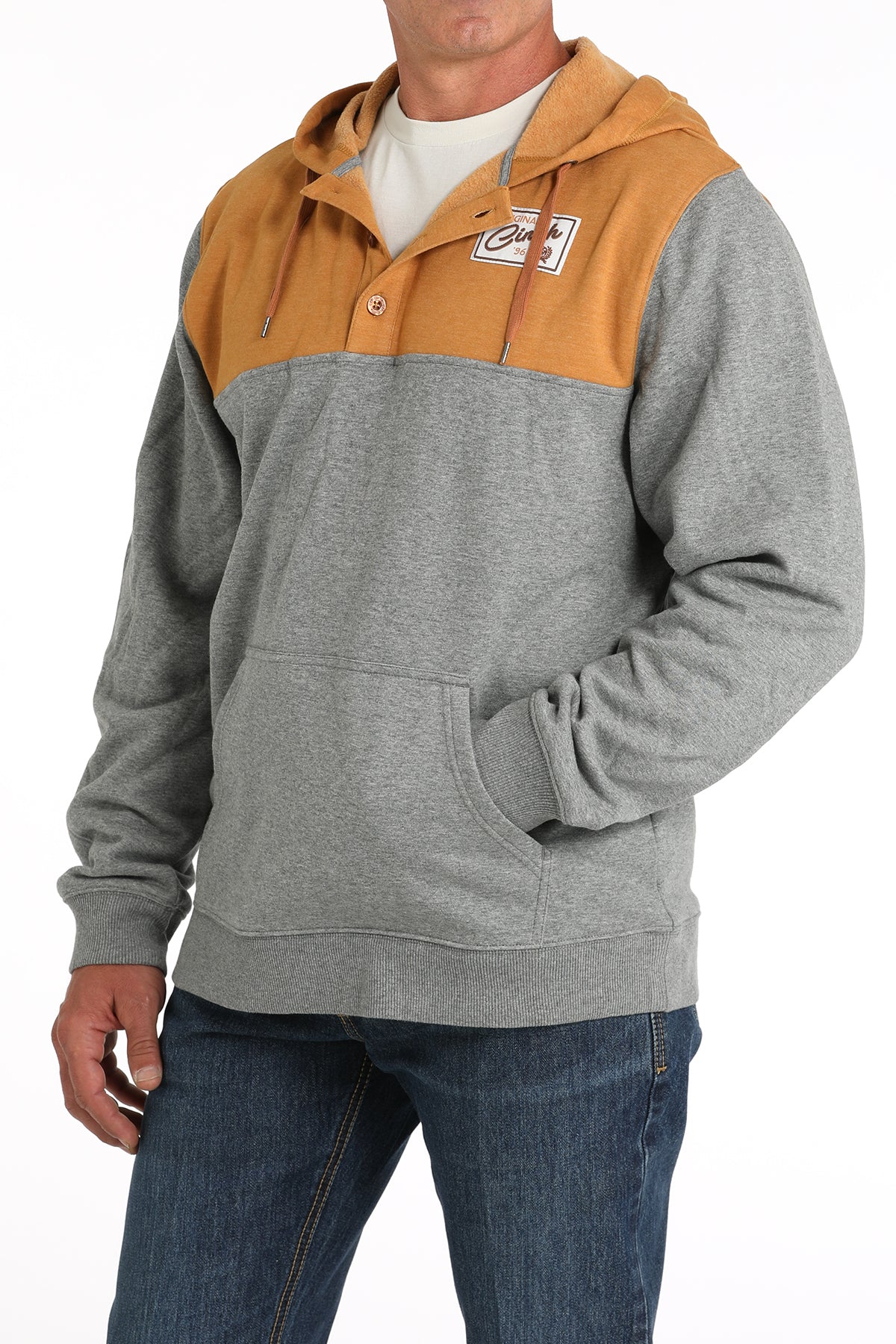 CINCH Men's Yellow and Grey Pullover Hoodie