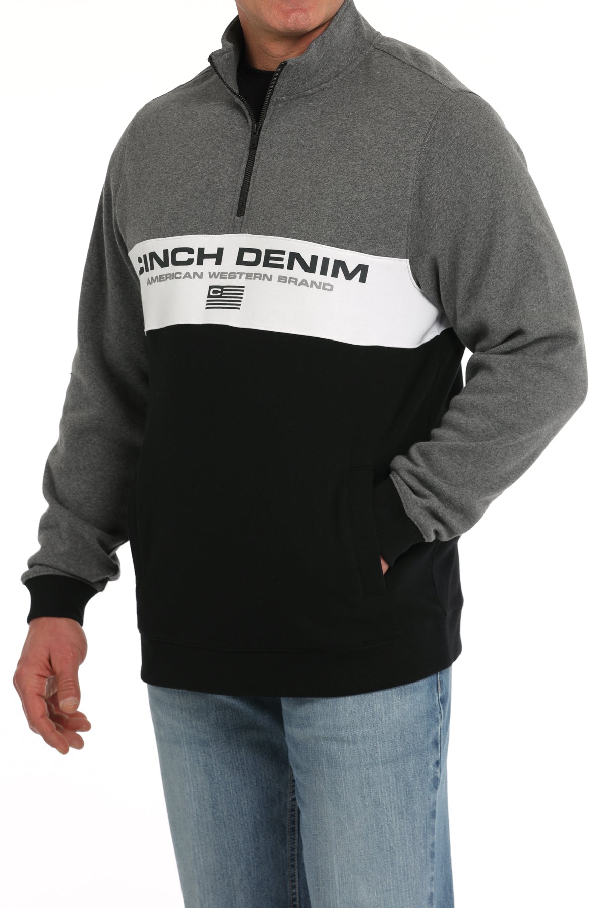 CINCH Men's Grey 1/4 Zip Pullover