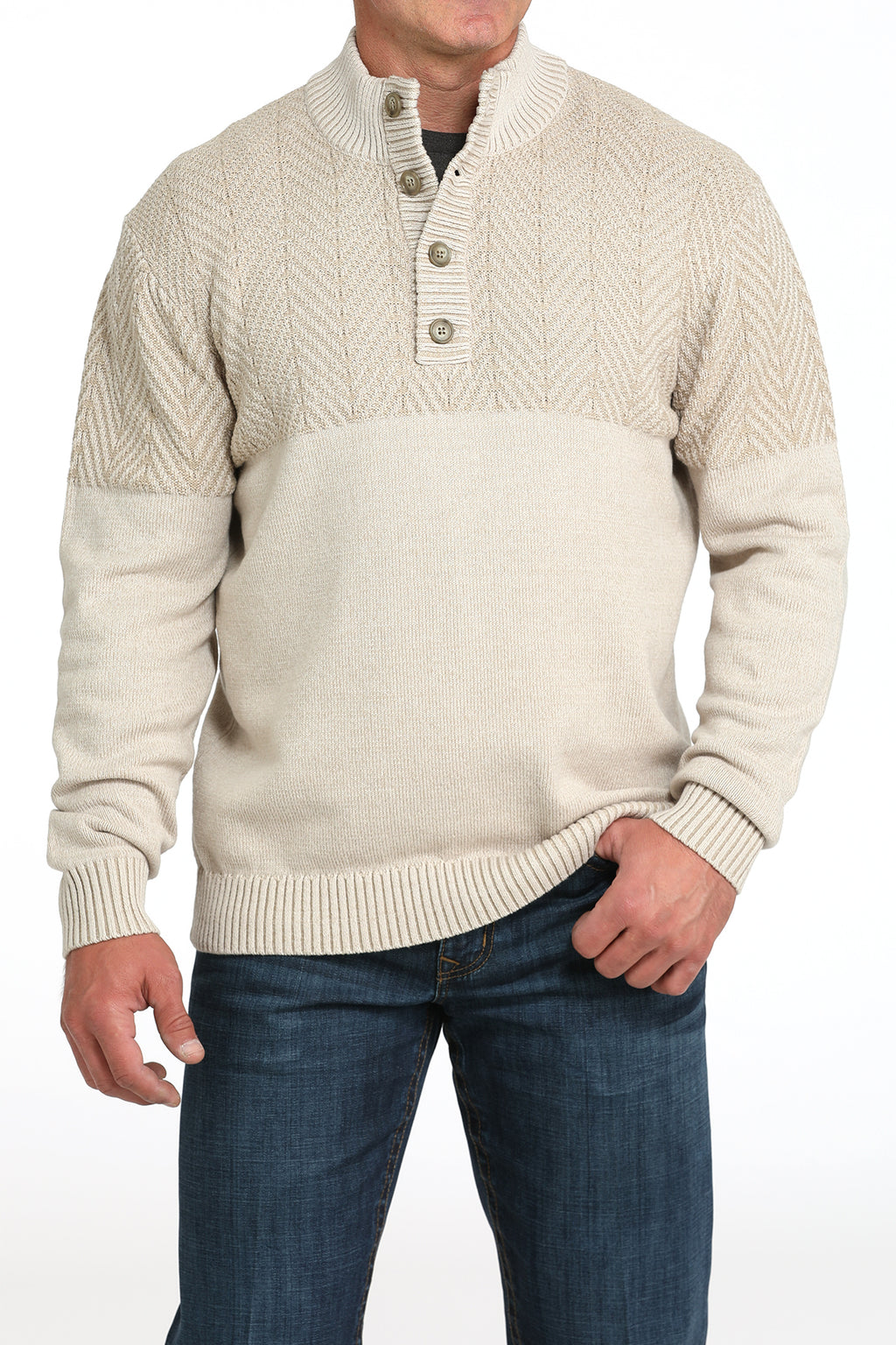 CINCH Men's Cream Pullover Sweater