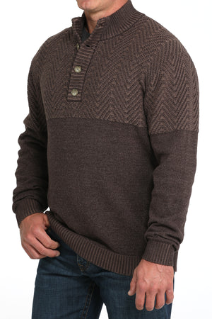 CINCH Men's Brown Pullover Sweater
