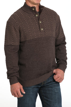 CINCH Men's Brown Pullover Sweater