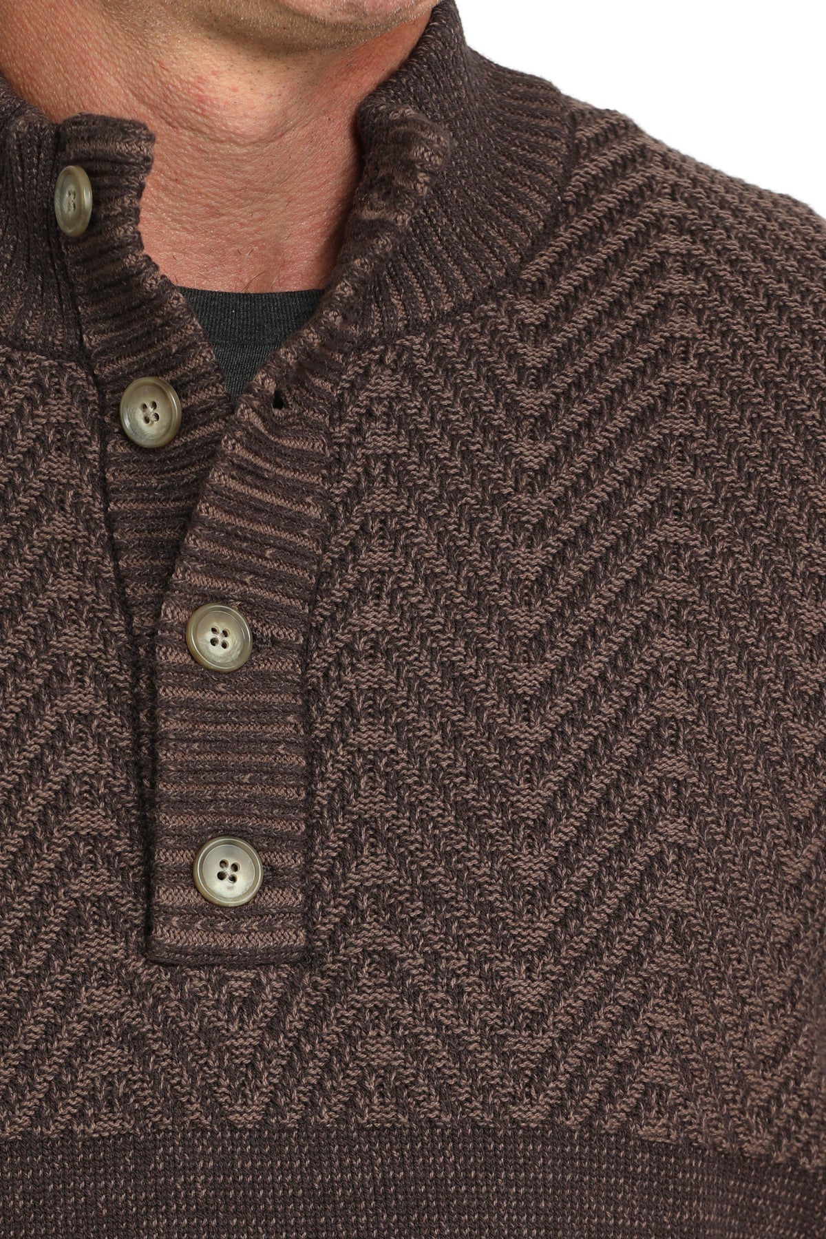 CINCH Men's Brown Pullover Sweater