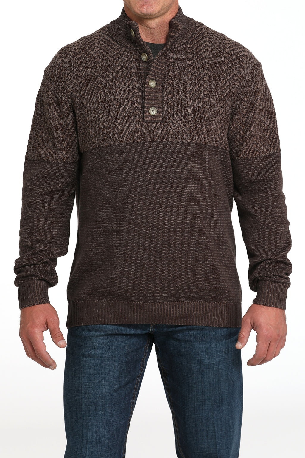 CINCH Men's Brown Pullover Sweater