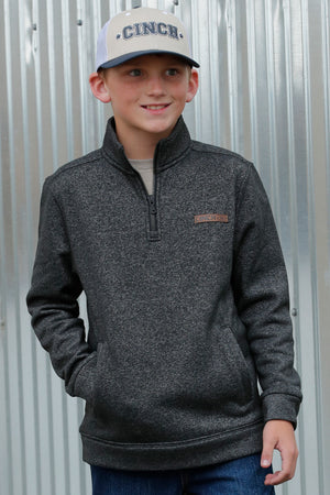 CINCH Boy's Black "Match Dad" Half Zip Pullover