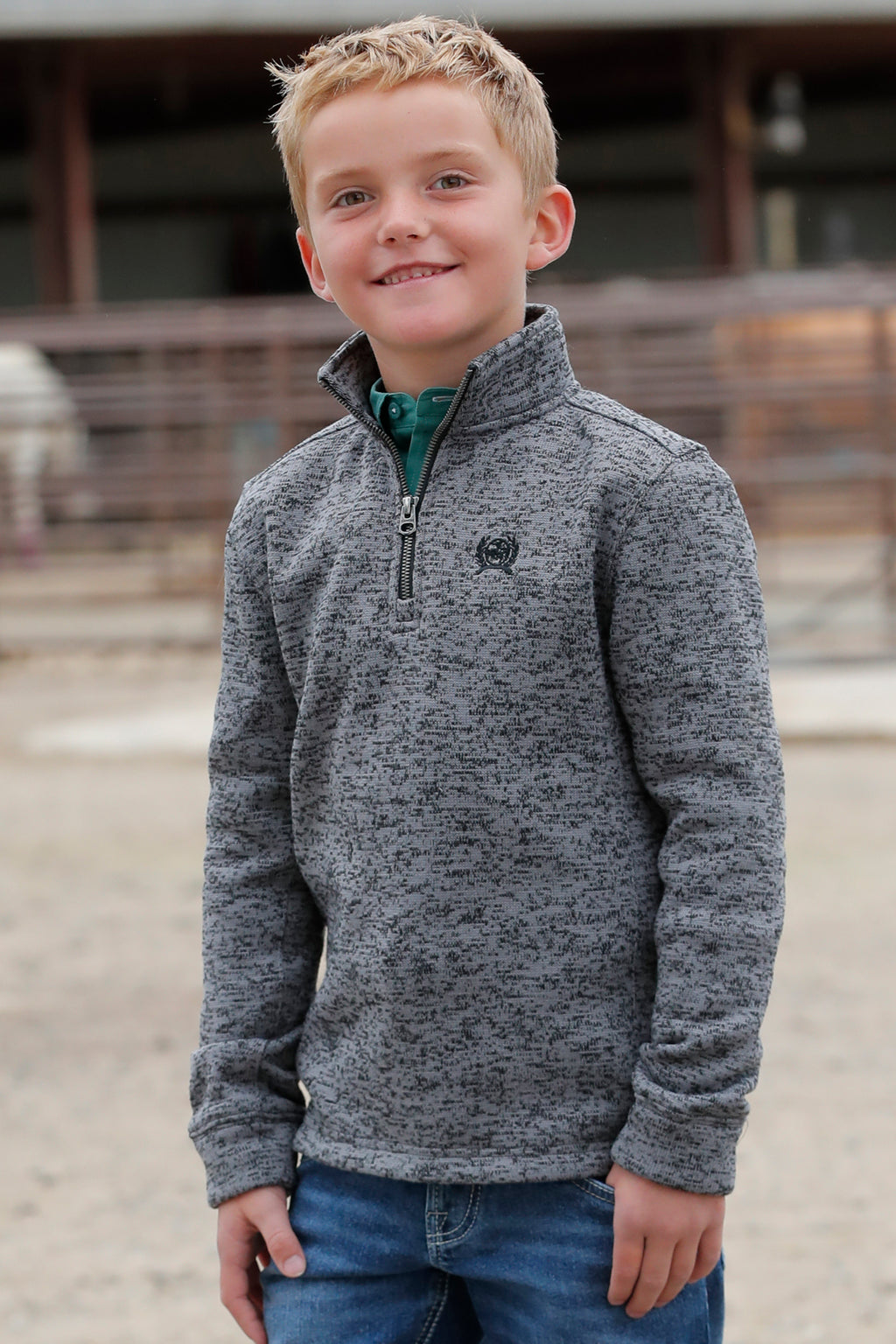 CINCH Boy's Gray Zip Sweater