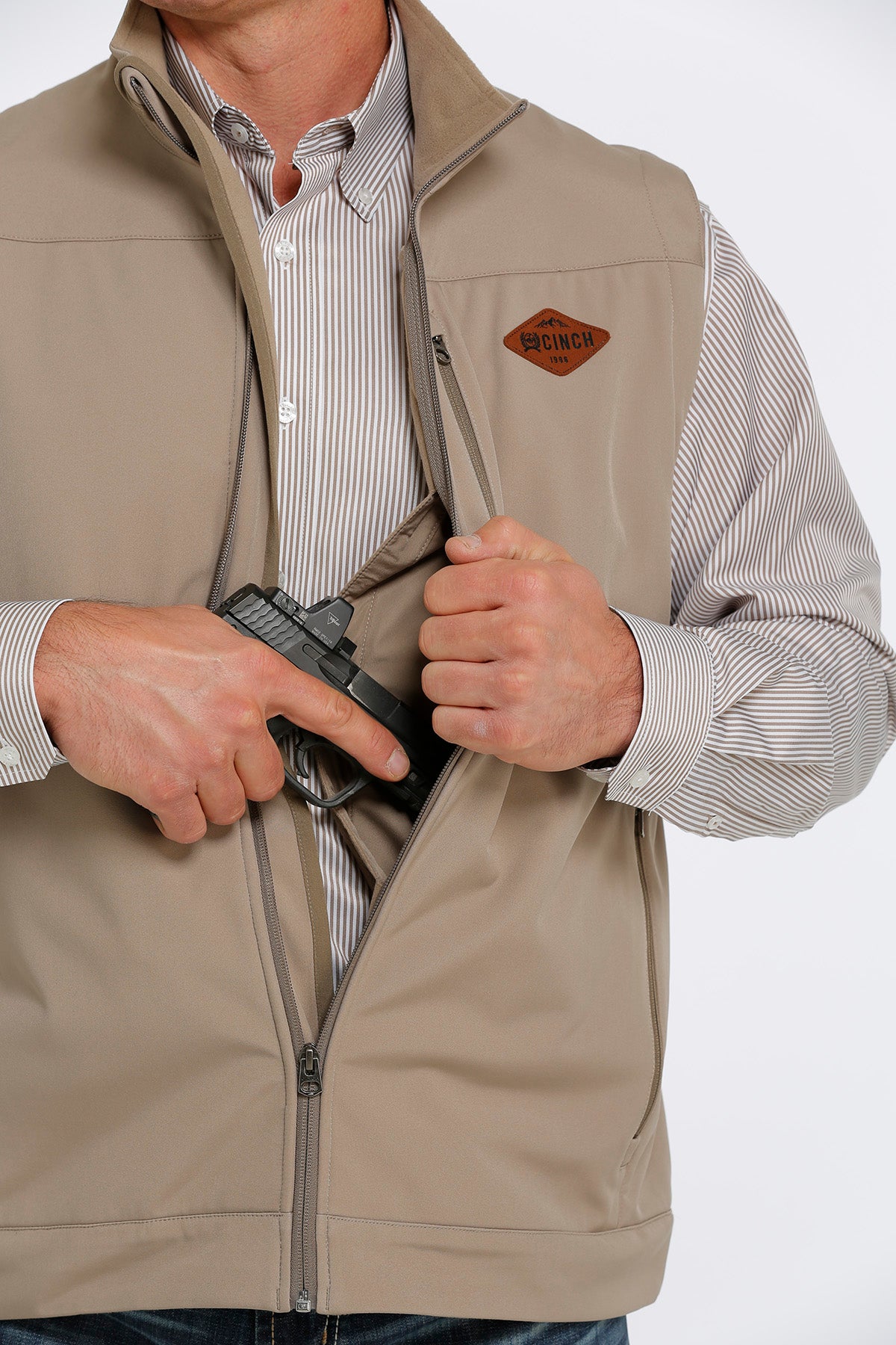 CINCH Men's Khaki Concealed Carry Bonded Vest