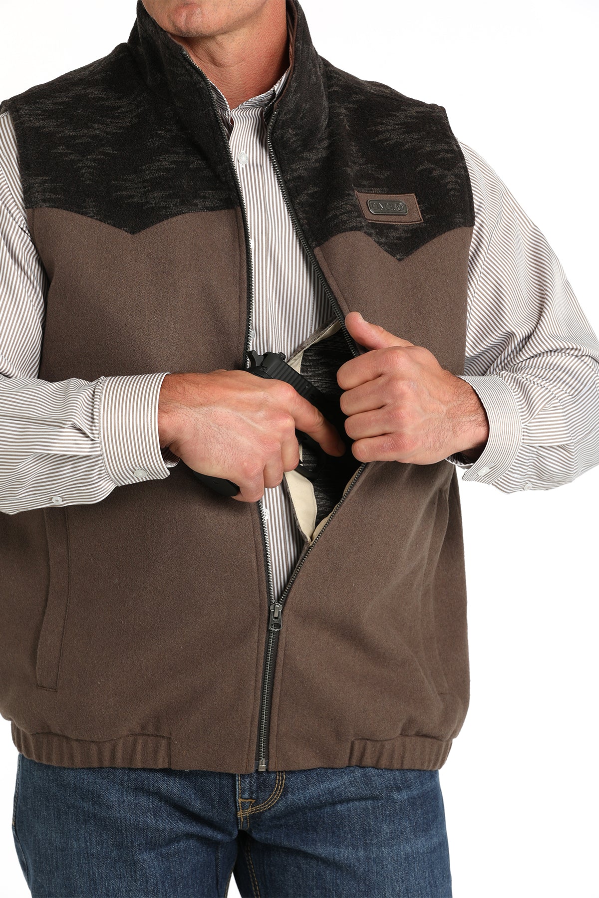 CINCH Men's Brown Concealed Carry Wooly Vest