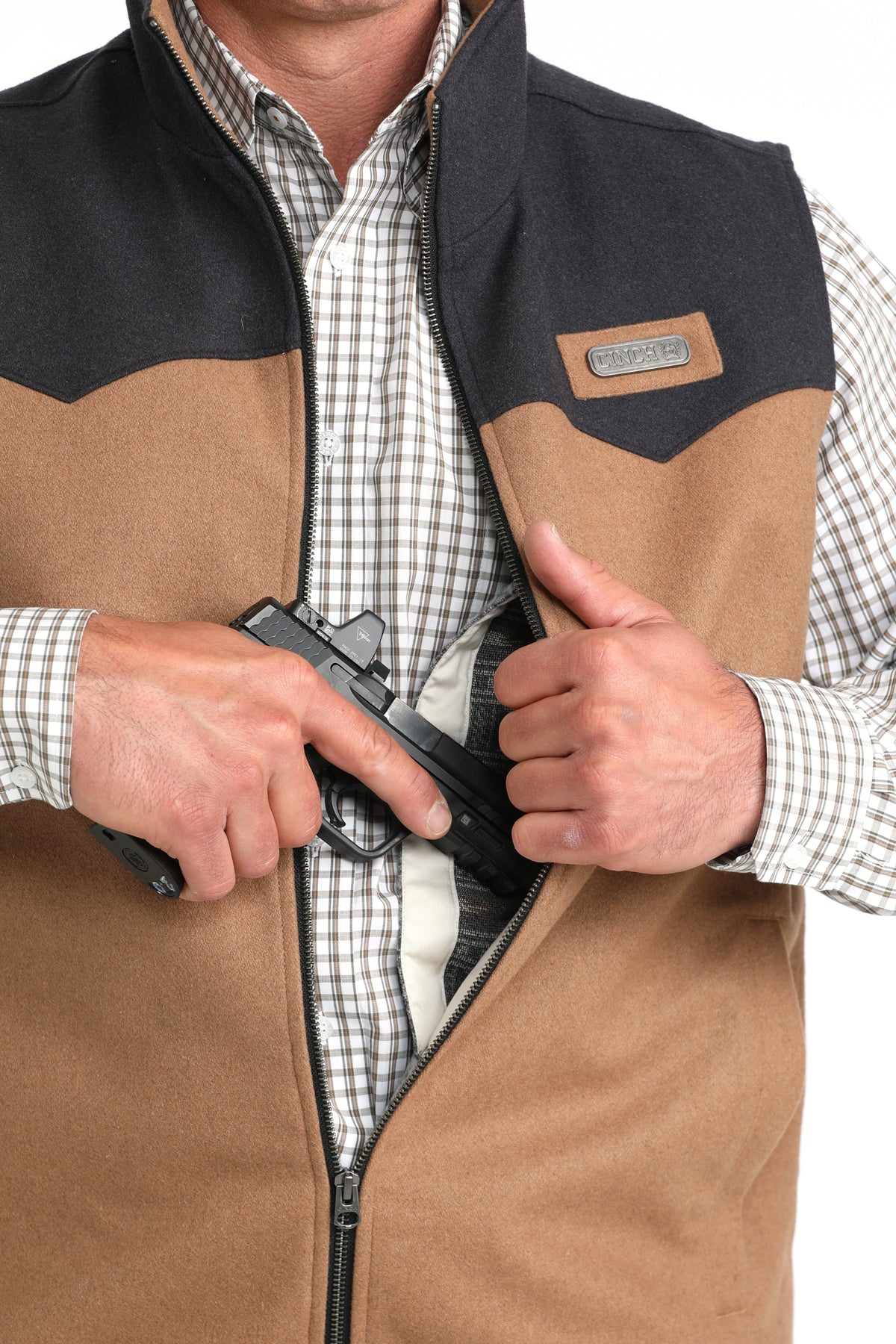 CINCH Men's Brown Concealed Carry Wooly Vest