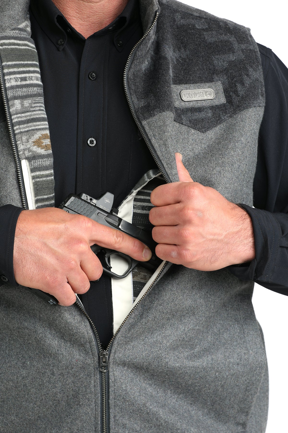CINCH Men's Grey Concealed Carry Wooly Vest