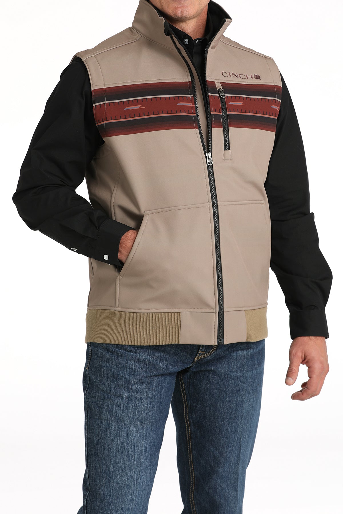 CINCH Men's Khaki Bonded Vest