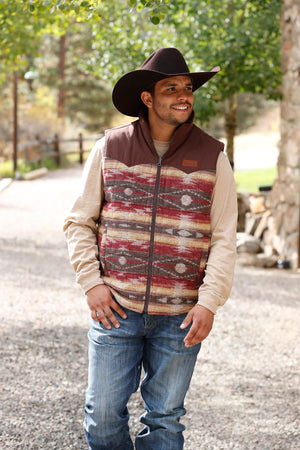 CINCH Men's Burgundy Reversible Quilted Vest