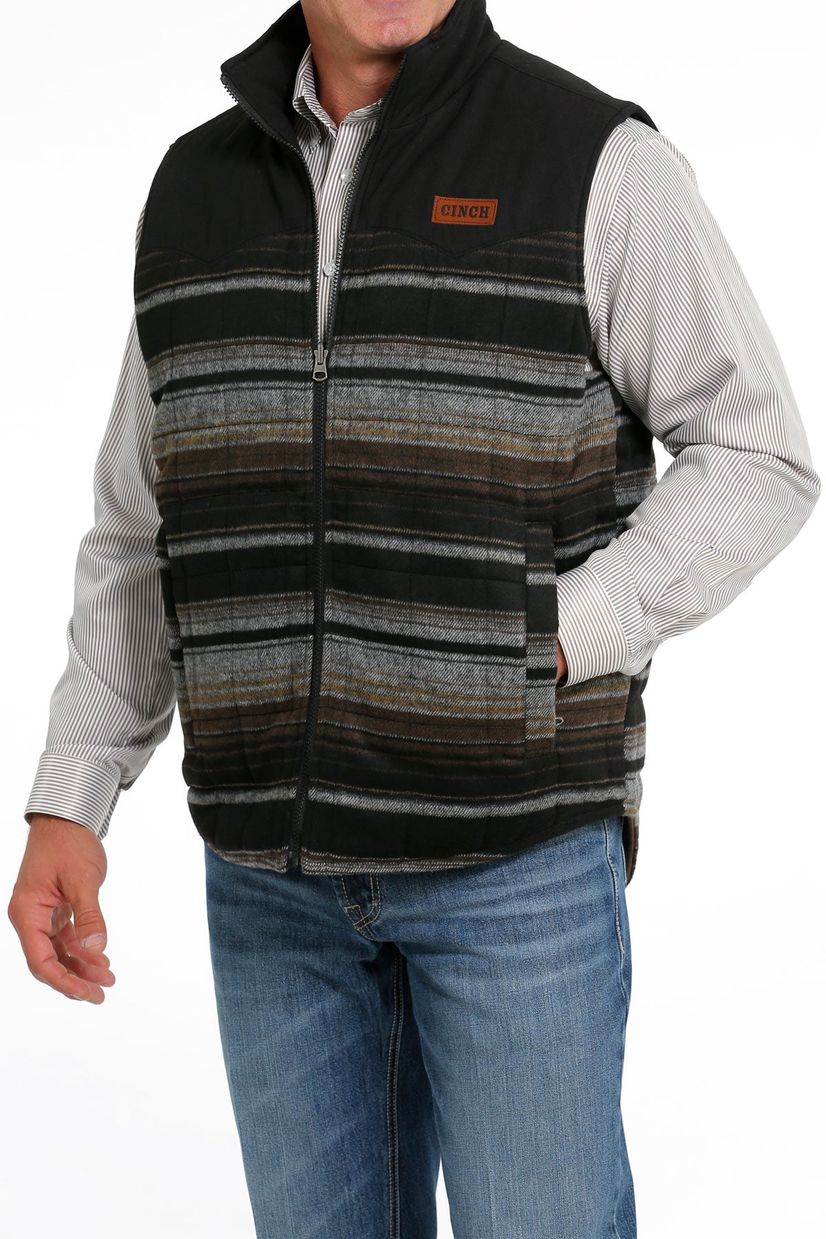 CINCH Men's Brown Reversible Quilted Vest