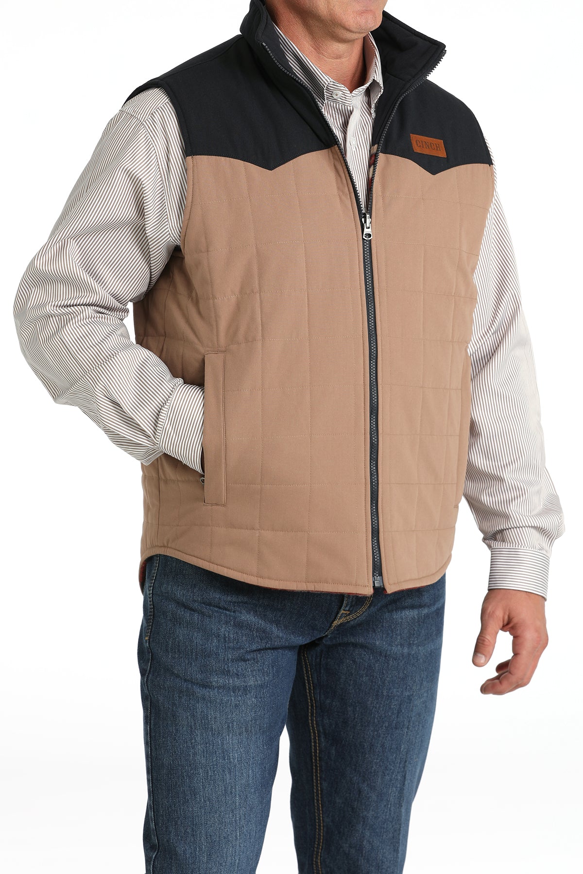 CINCH Men's Khaki Reversible Vest