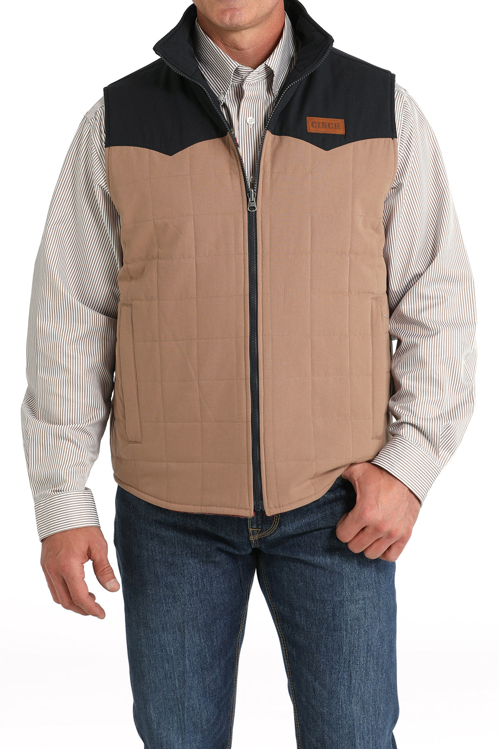 CINCH Men's Khaki Reversible Quilted Vest