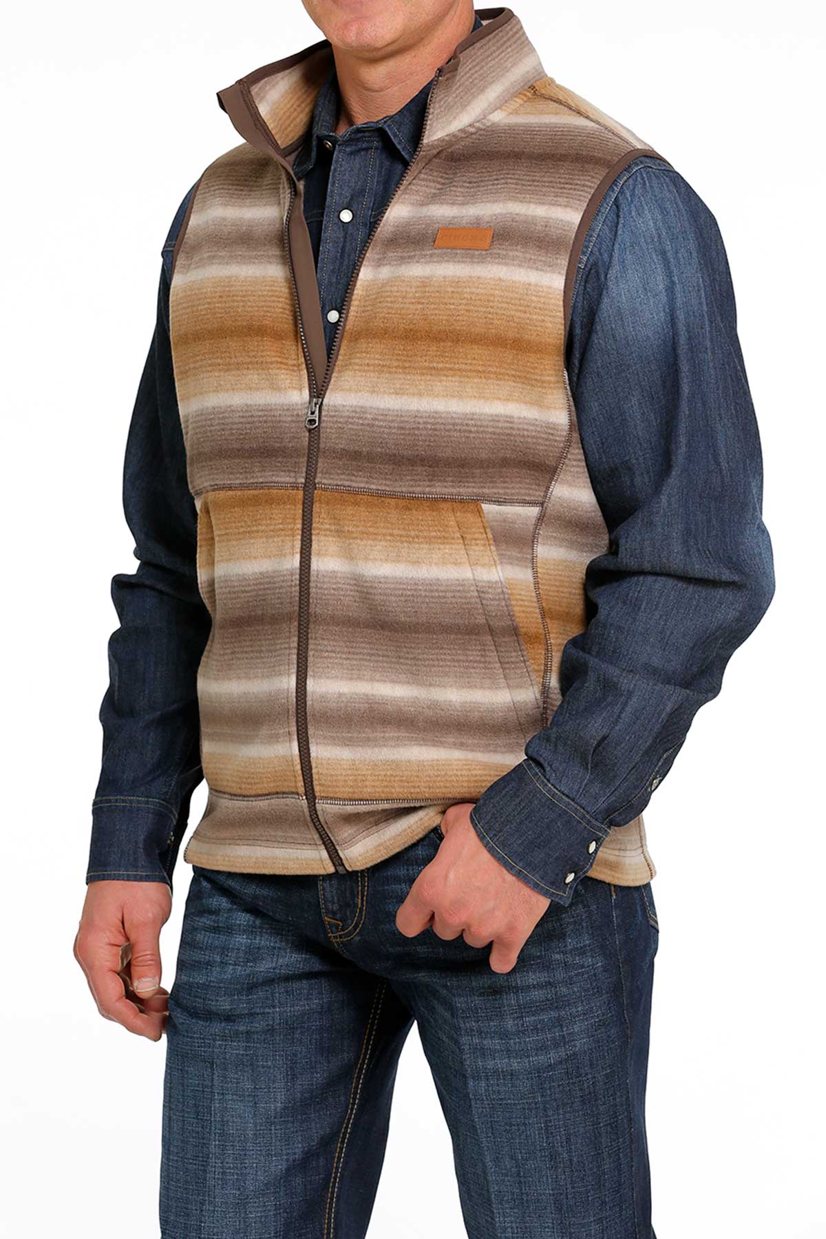 CINCH Men's Brown Polar Fleece Vest