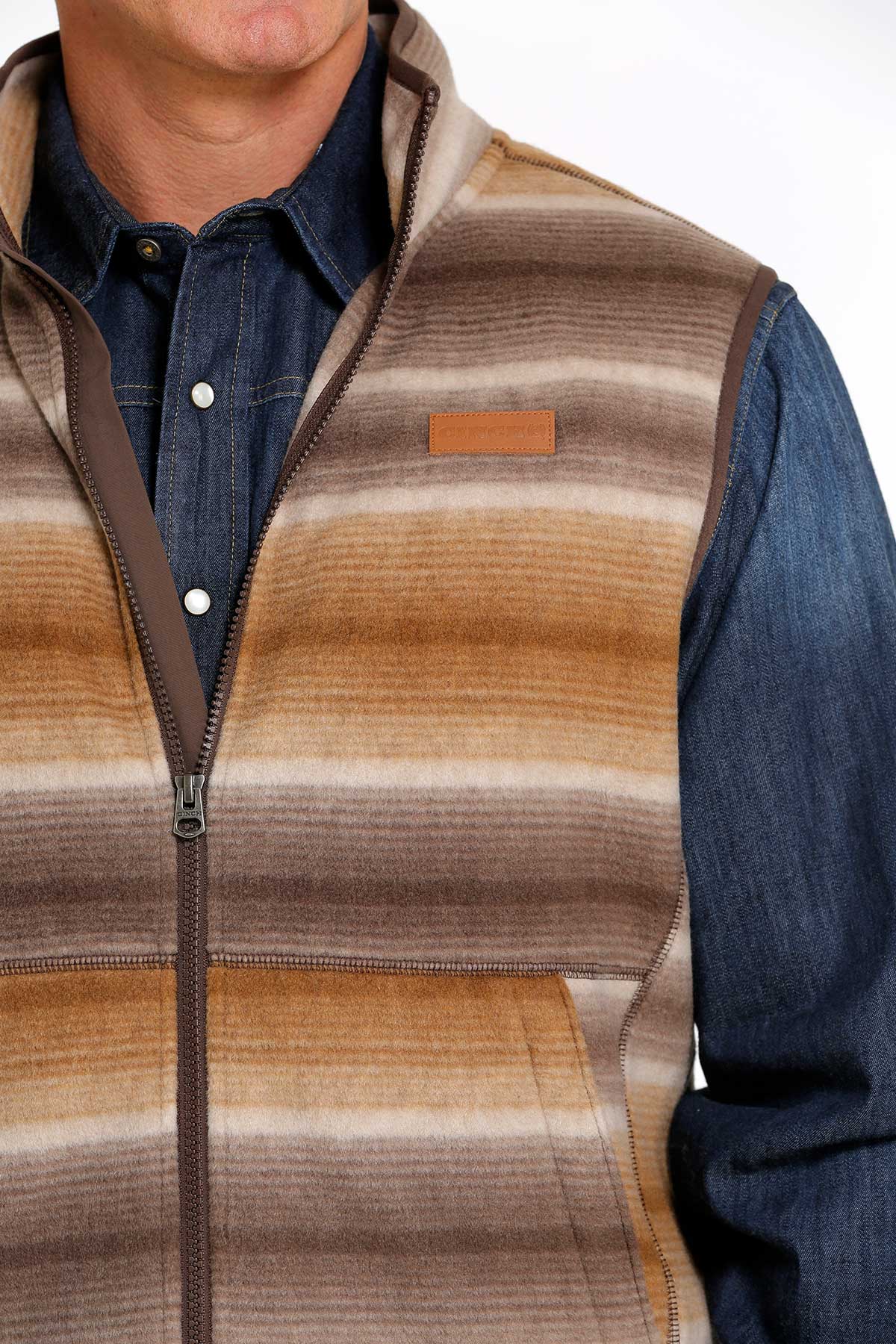 CINCH Men's Brown Polar Fleece Vest