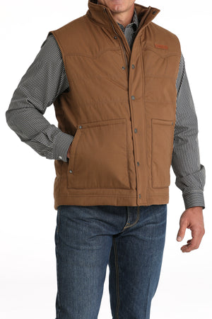 CINCH Men's Brown Wax Coated Quilted Vest