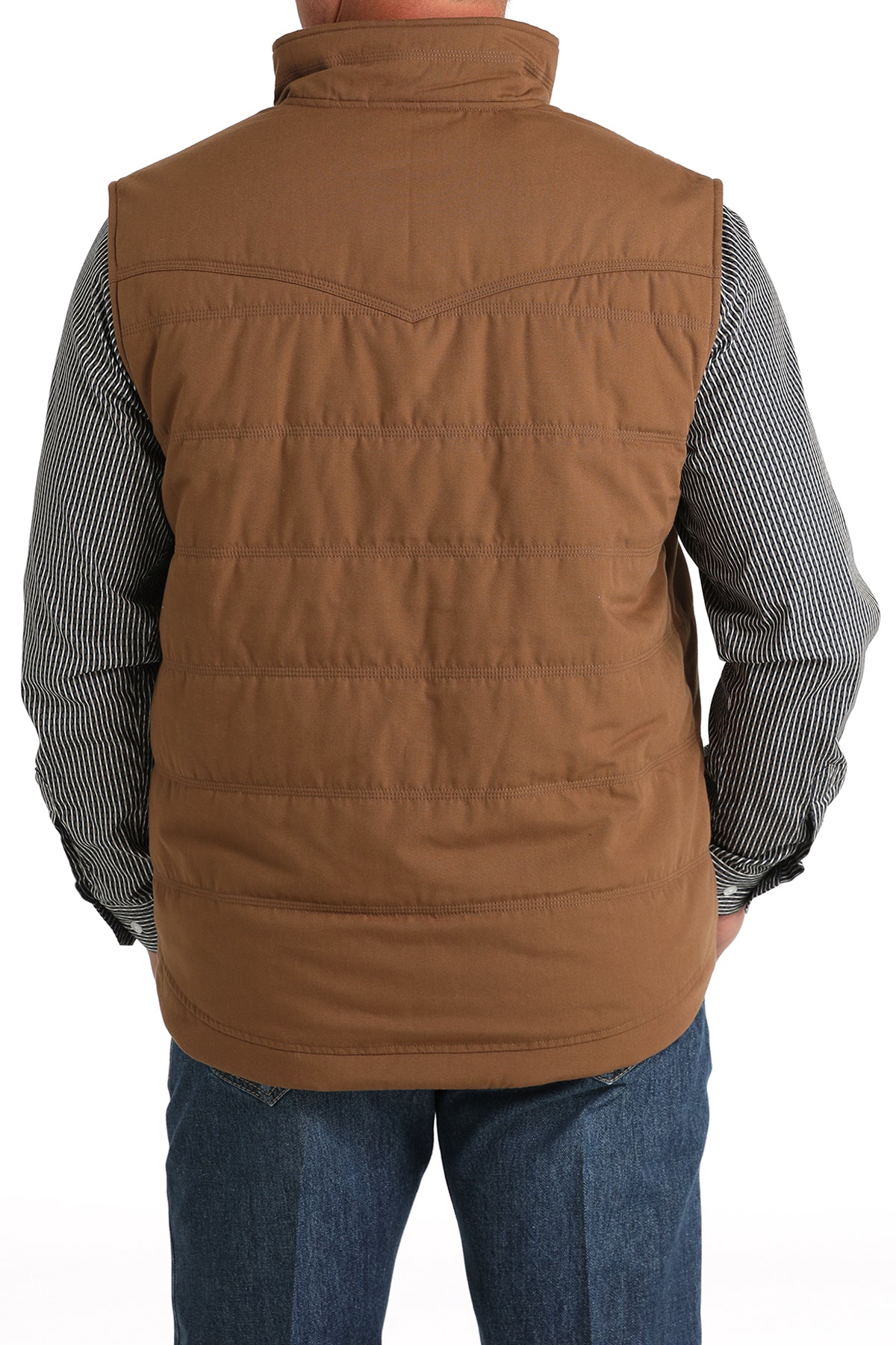 CINCH Men's Brown Wax Coated Quilted Vest