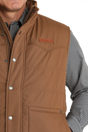 CINCH Men's Brown Wax Coated Quilted Vest