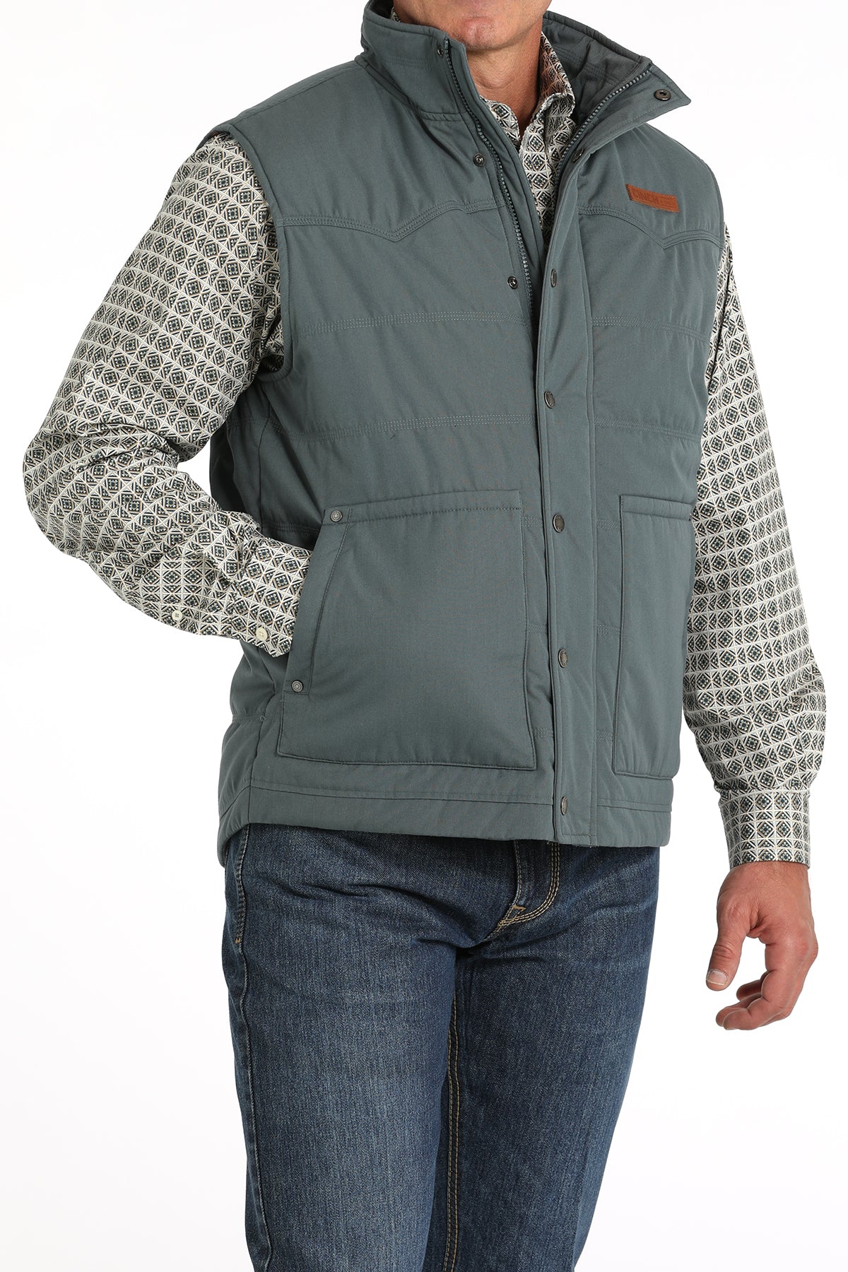 CINCH Men's Blue Wax Coated Quilted Vest