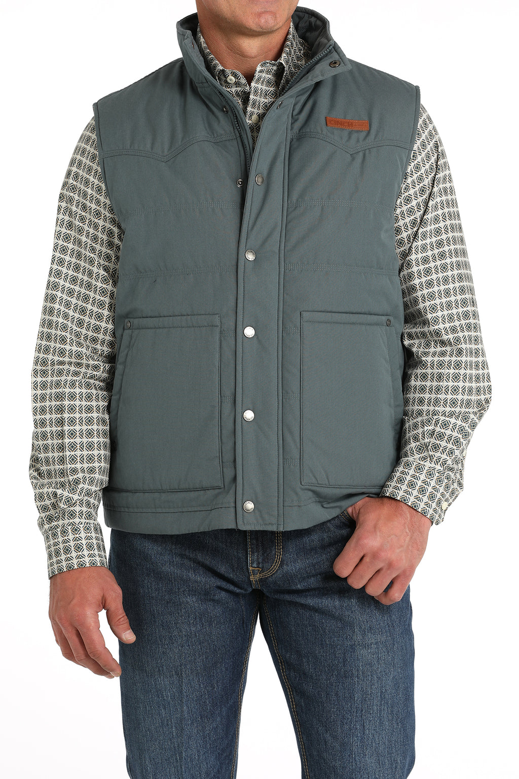 CINCH Men's Blue Wax Coated Quilted Vest