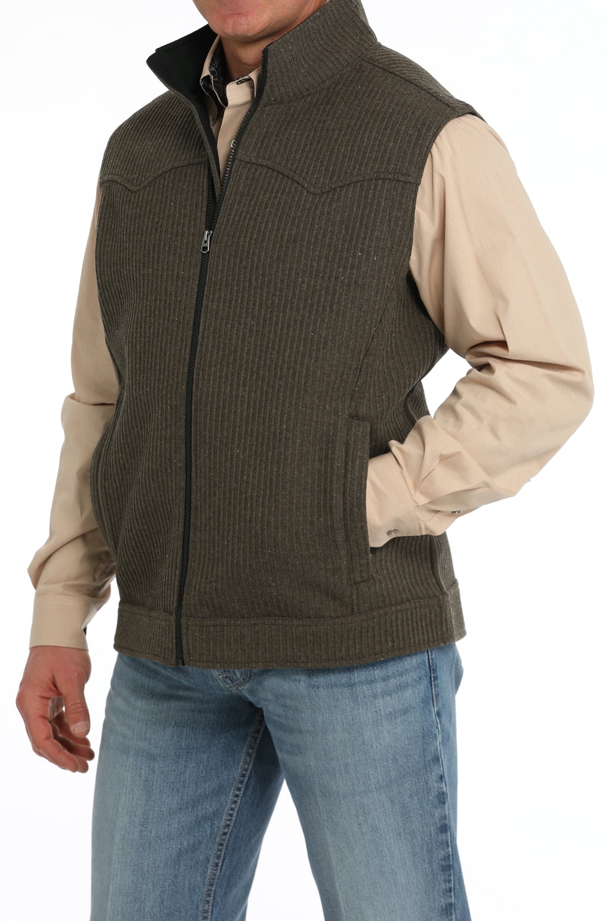 CINCH Men's Brown Bonded Wooly Vest