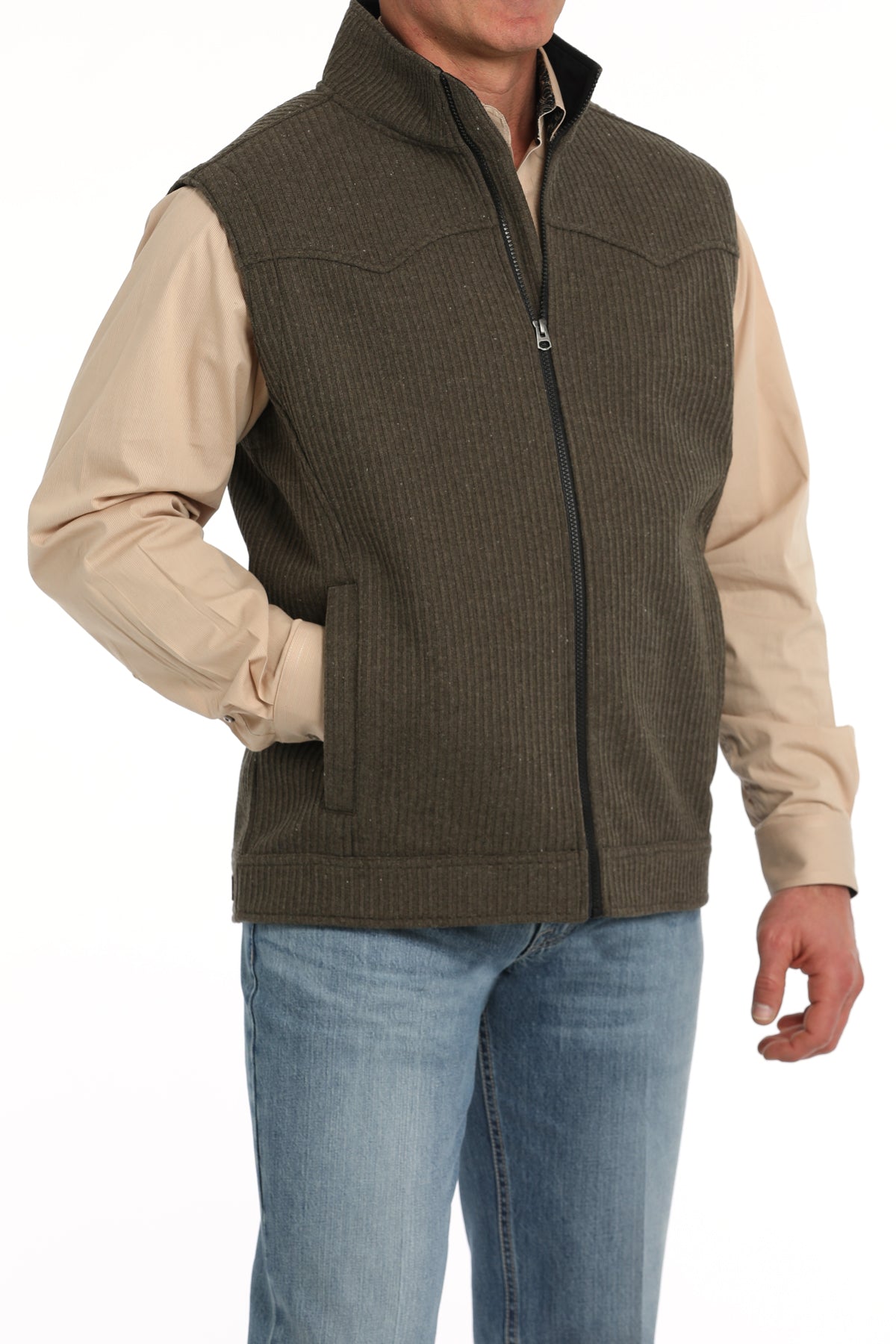 CINCH Men's Brown Bonded Wooly Vest