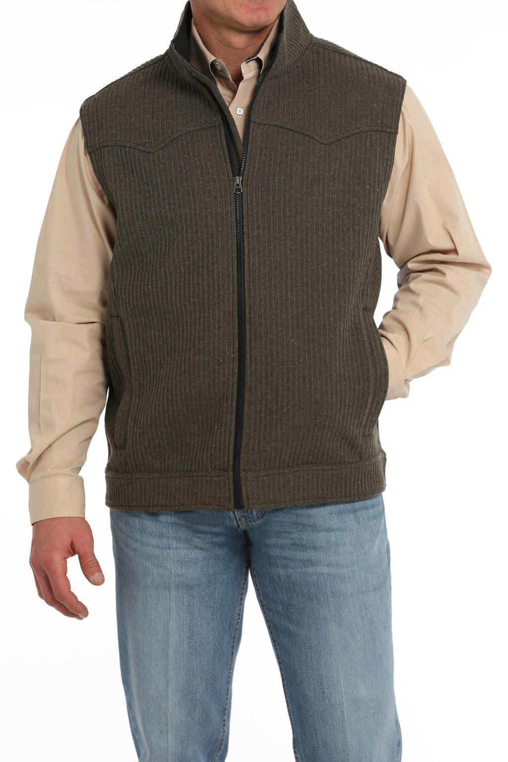 CINCH Men's Brown Bonded Wooly Vest