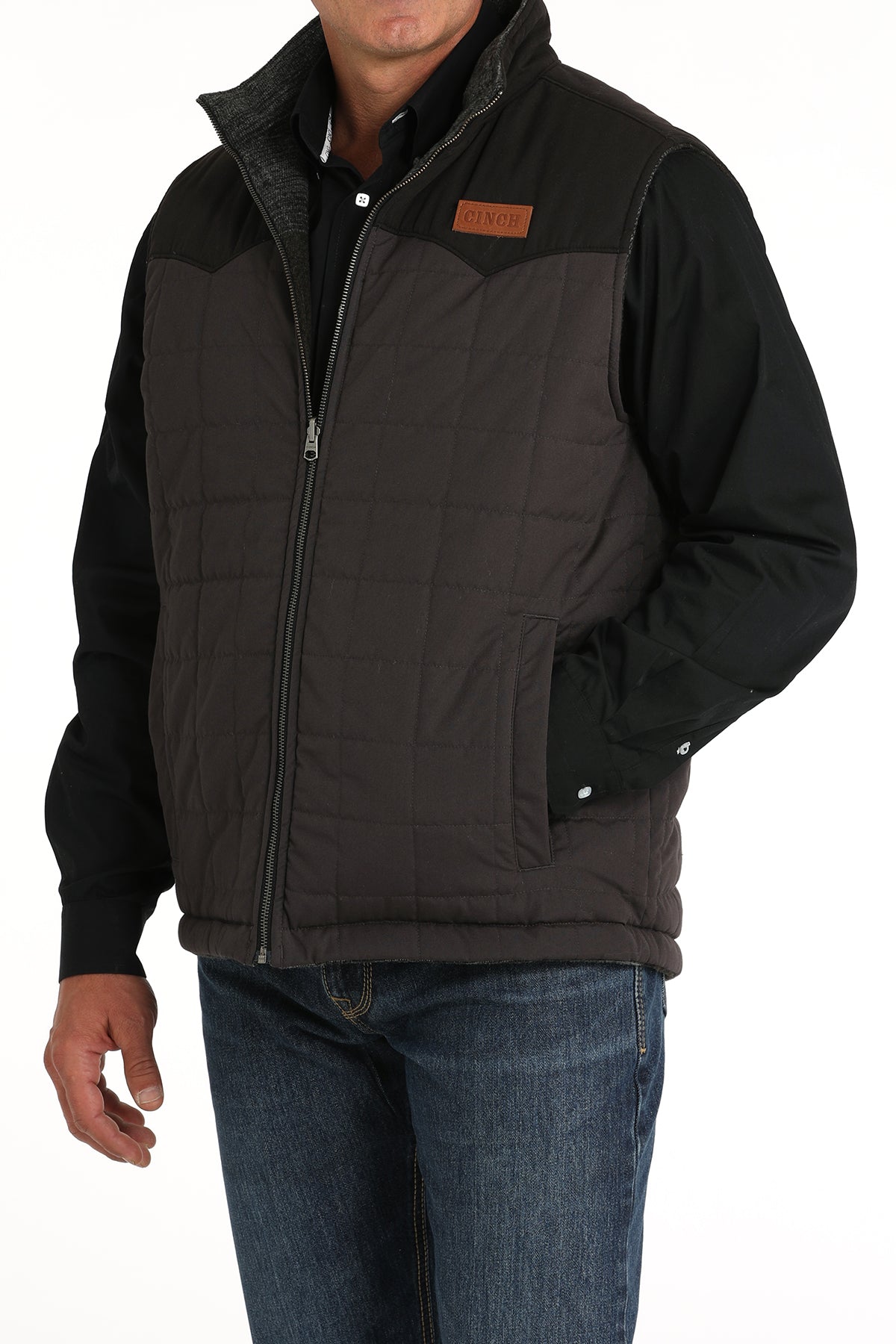 CINCH Men's Charcoal Reversible Quilted Vest