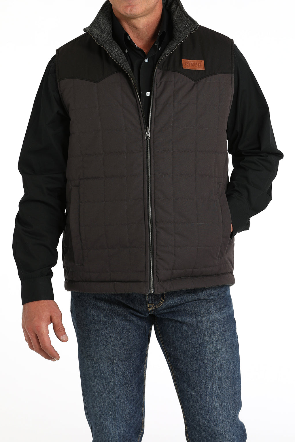 CINCH Men's Charcoal Reversible Quilted Vest