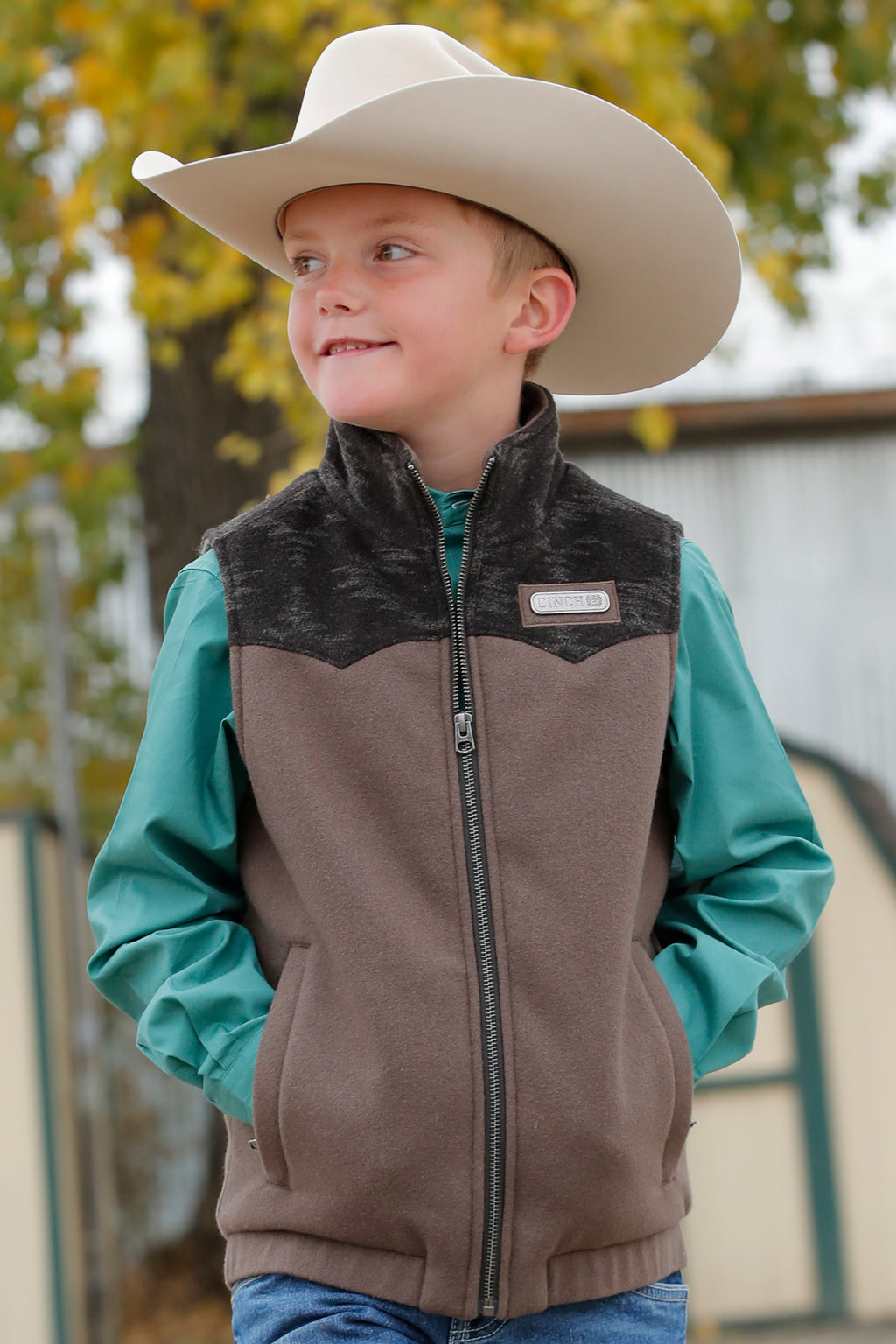 CINCH Boy's Brown Wooly Vest