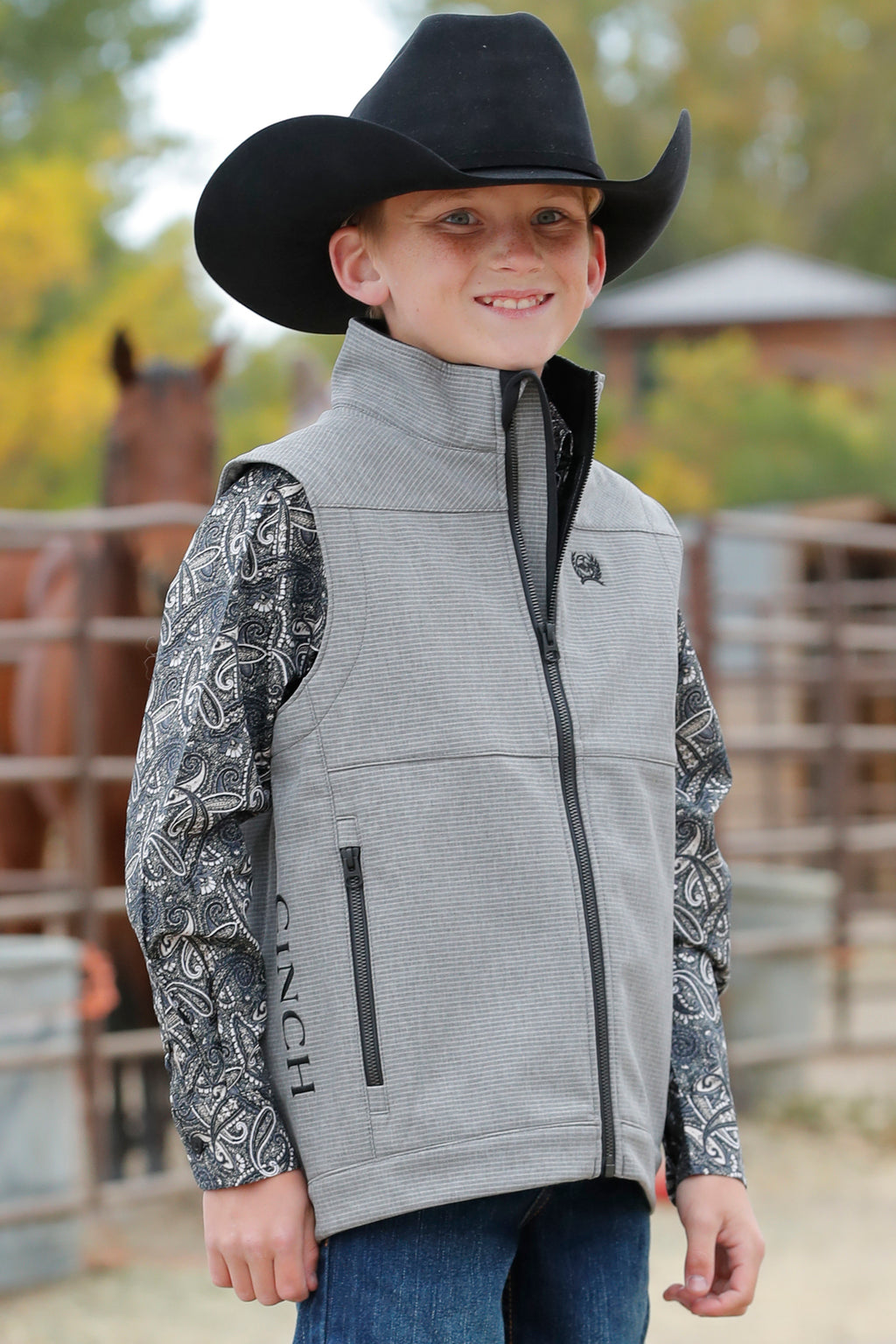 CINCH Boy's Grey Bonded Vest